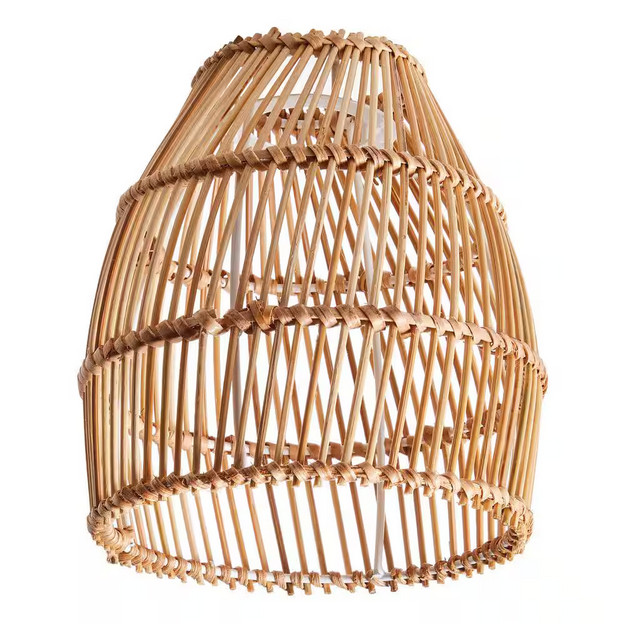 (4) 6.7 in. Natural Brown Bamboo Cone Shaped Pendant Shade with 2.25 in. New