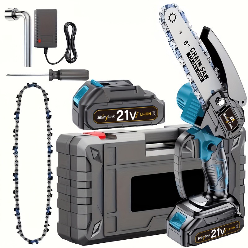 Mini Cordless Chainsaw, Portable Tree Trimmer with Safety Lock, for Yard & Garde