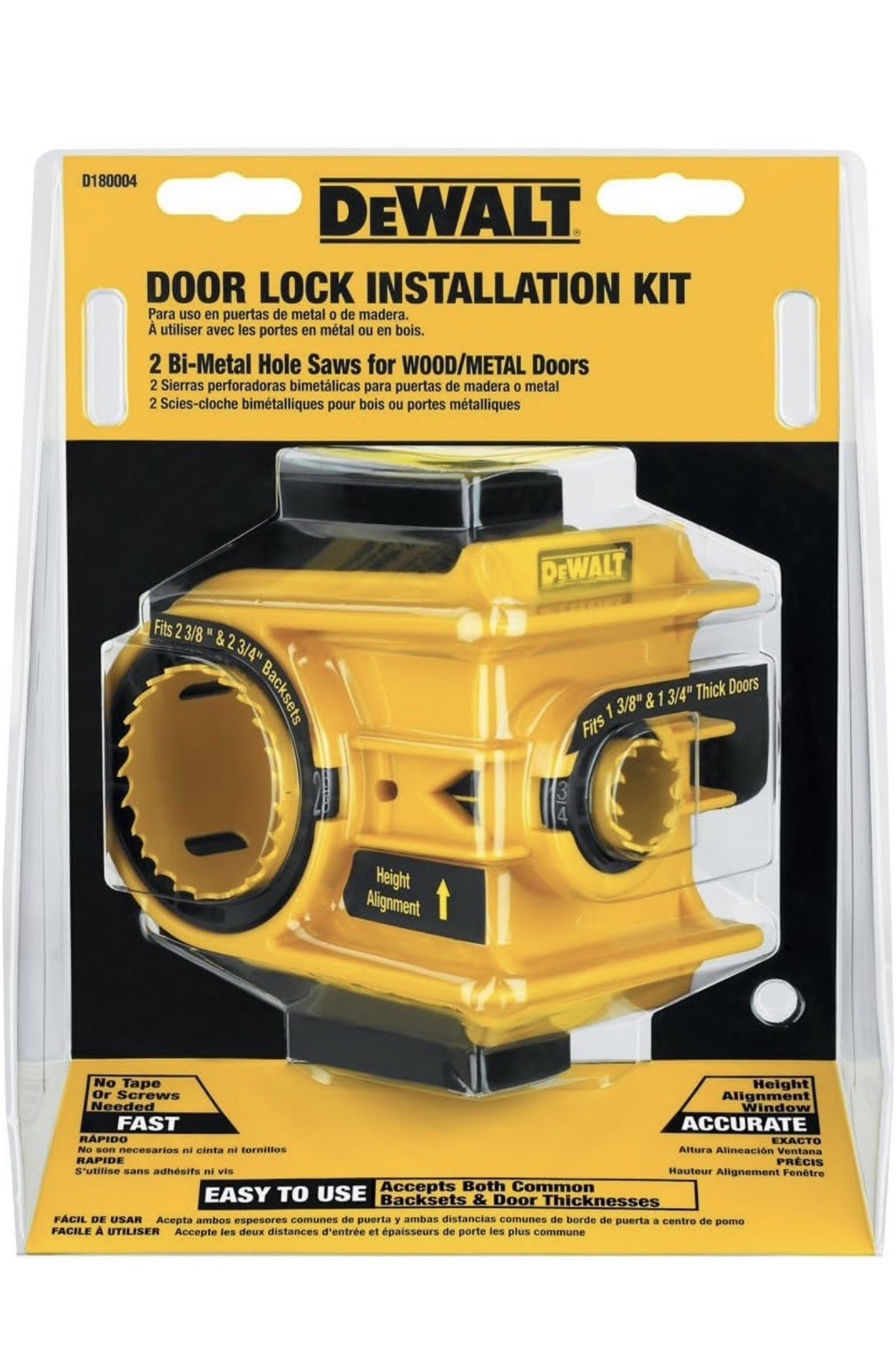 Dewalt Door Lock Installation Kit D180004 Bi-Metal Hole Saws Brand New