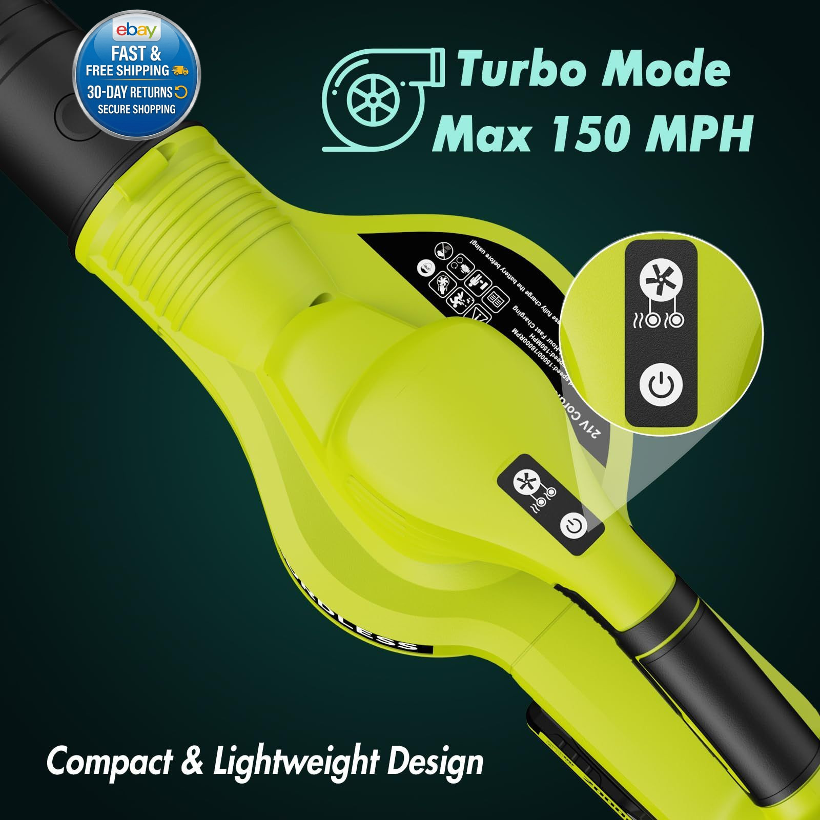 Leaf Blower Cordless – 21V Powerful Electric with 2 Green