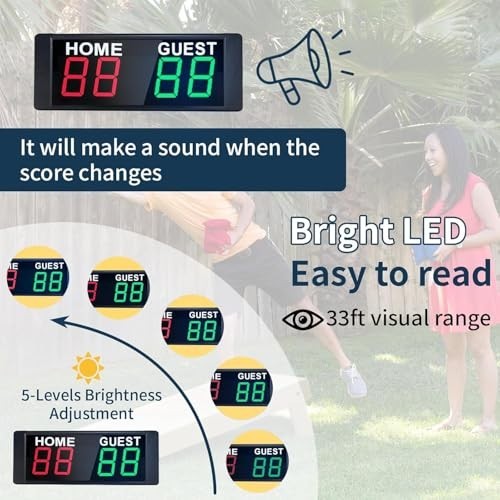 Portable Electronic Scoreboard with Remote Control, Digital Score Keeper, Timer