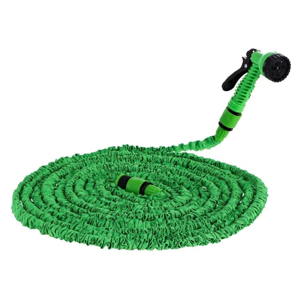 Expanding Expandable Flexible Garden Water Hose w Spray Nozzle Green 50FT