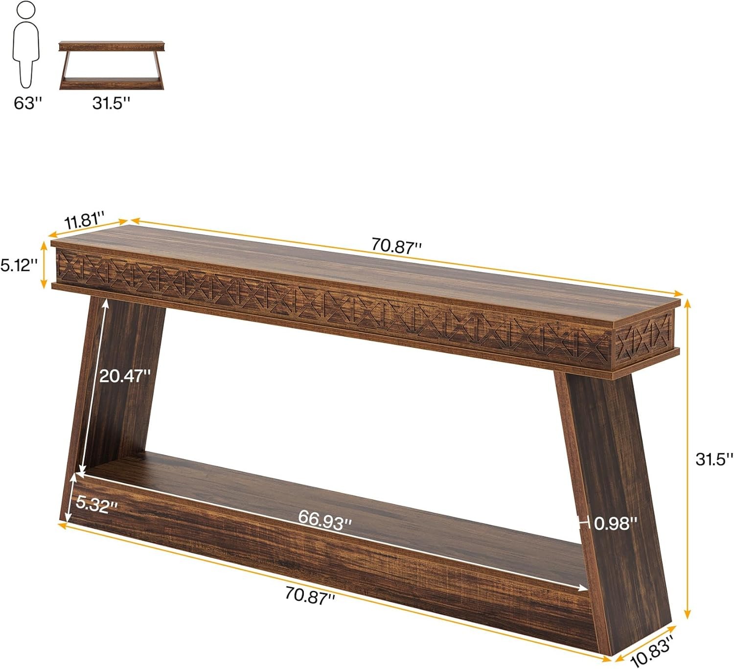 2-tier Sofa Table Long Console Table Living Room Table Behind Couch Table