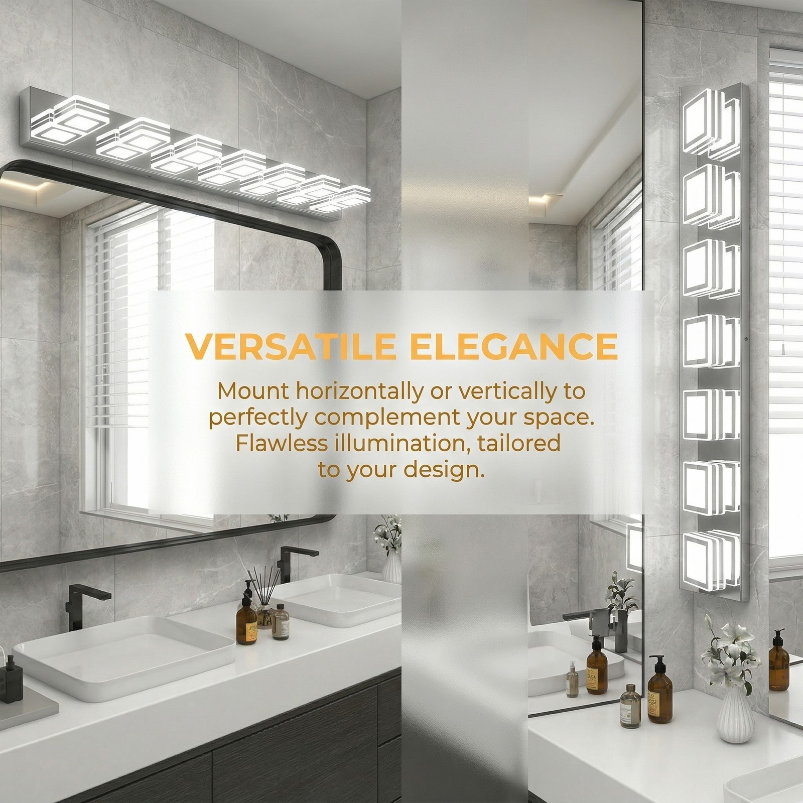 Chrome Dimmable LED Vanity Light 46 inch 7-Lights Wall Fixture Bathroom Mirror