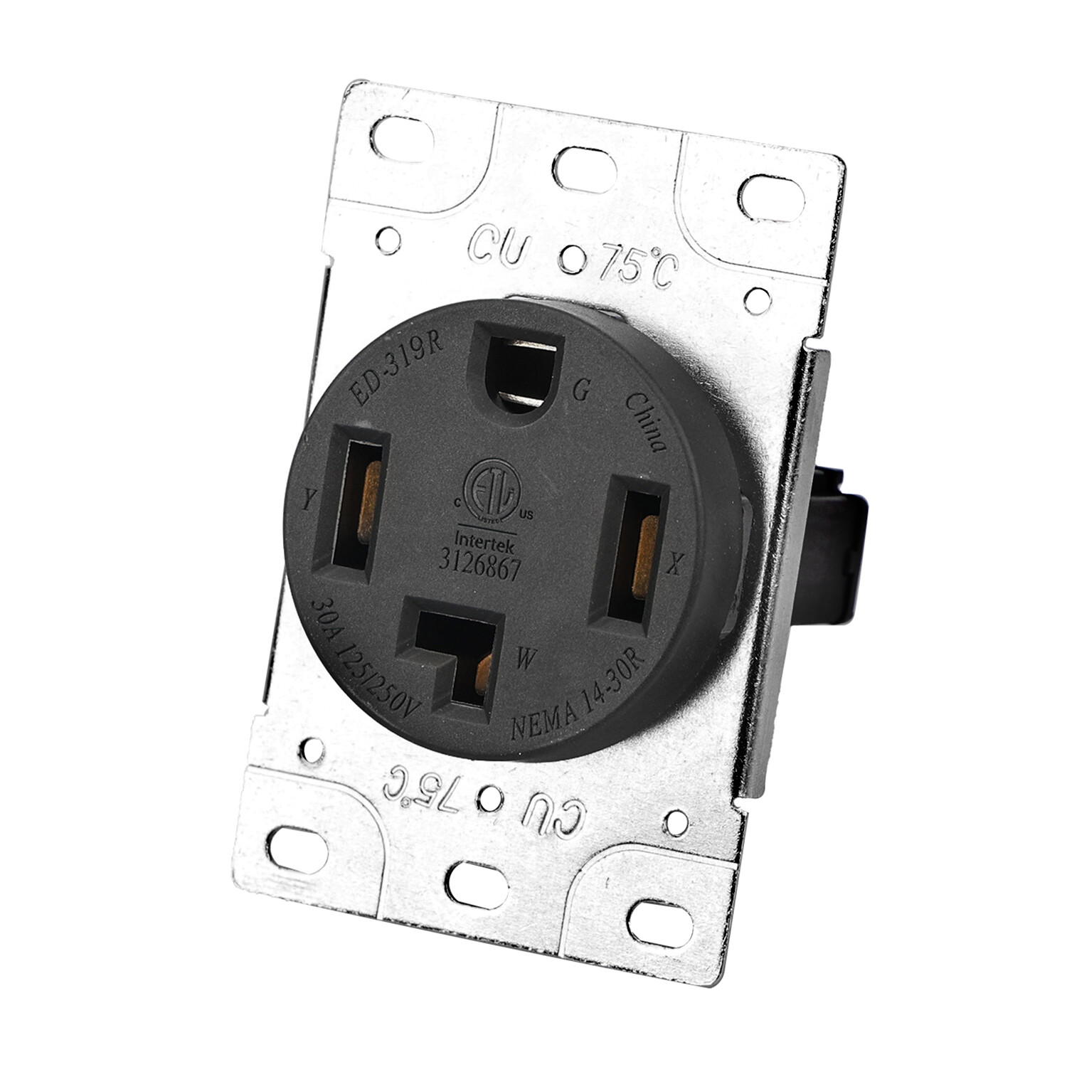 30 Amp Dryer Receptacle, Outlet for Electric Dryers, 125/250V Power Outlet