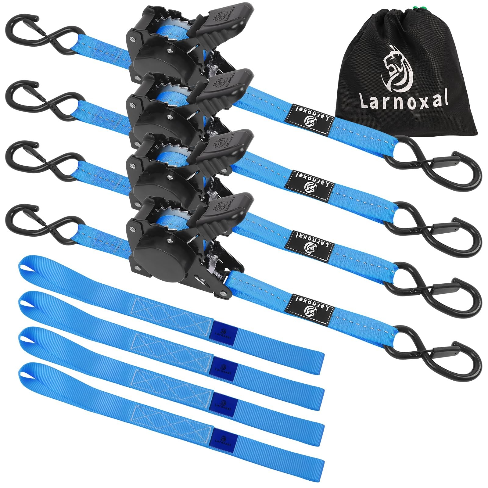 Retractable Ratchet Straps 4 Pack – 1,500 Lbs Break Strength 1 in x 10 Ft Hea…