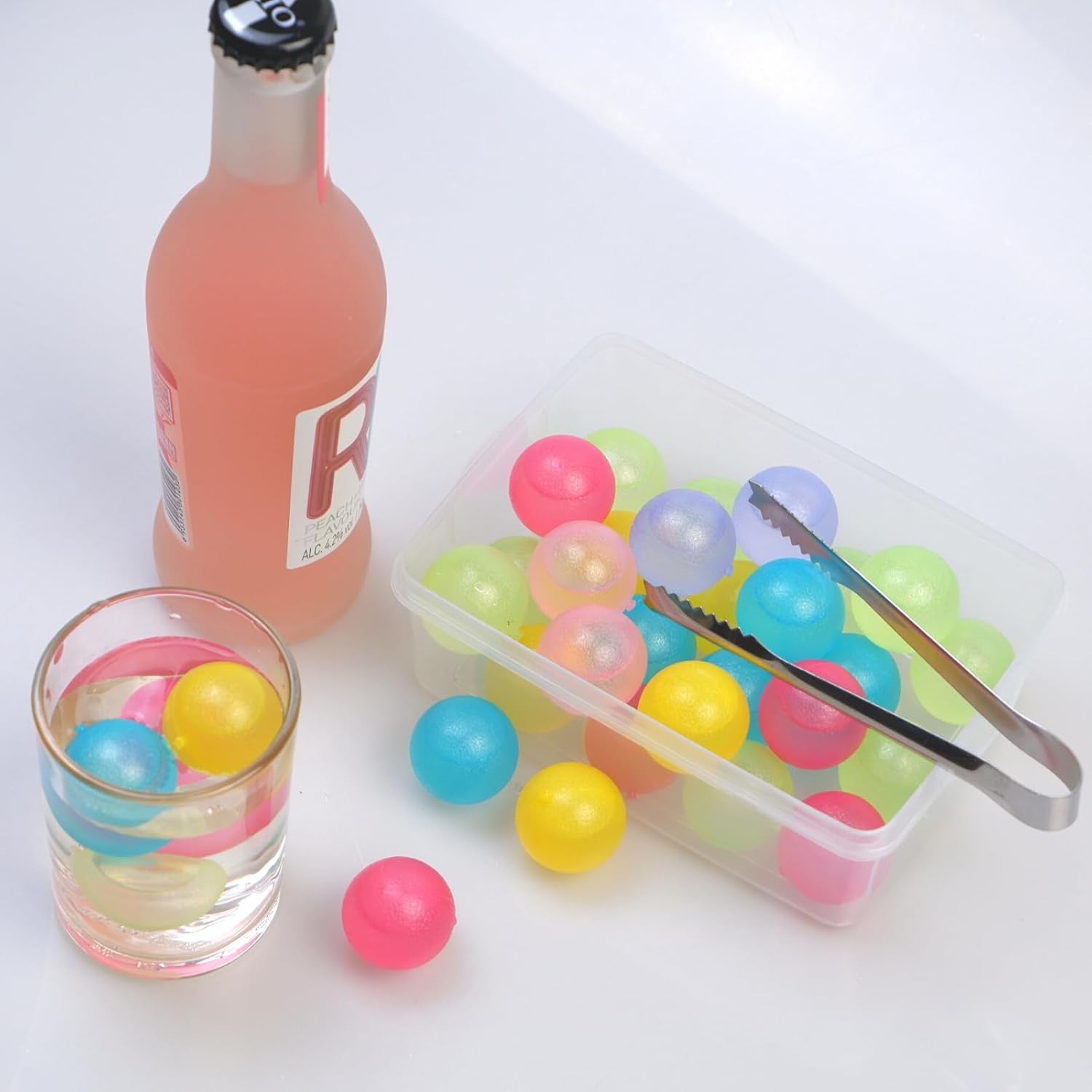 Reusable Ice Cube with Lid and Round – 24 Pack, Multicolor – 24 Pack