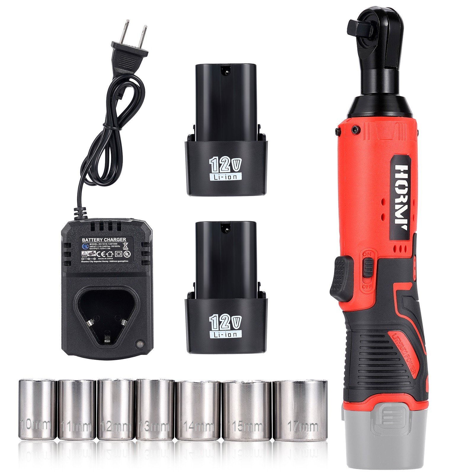 3/8″ Electric Cordless Ratchet Right Angle Wrench Impact Power Tool + 2 Battery