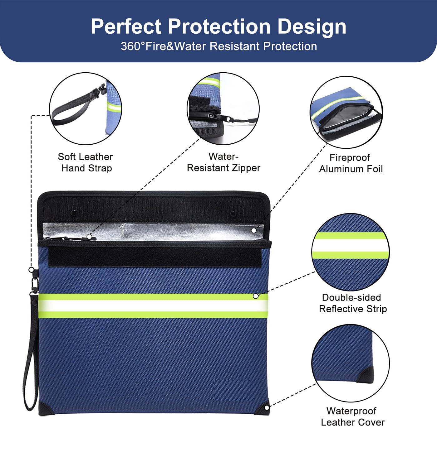 Upgraded Fireproof Money Bag10 Layers of Heat Insulated Materials6500°F Firep…