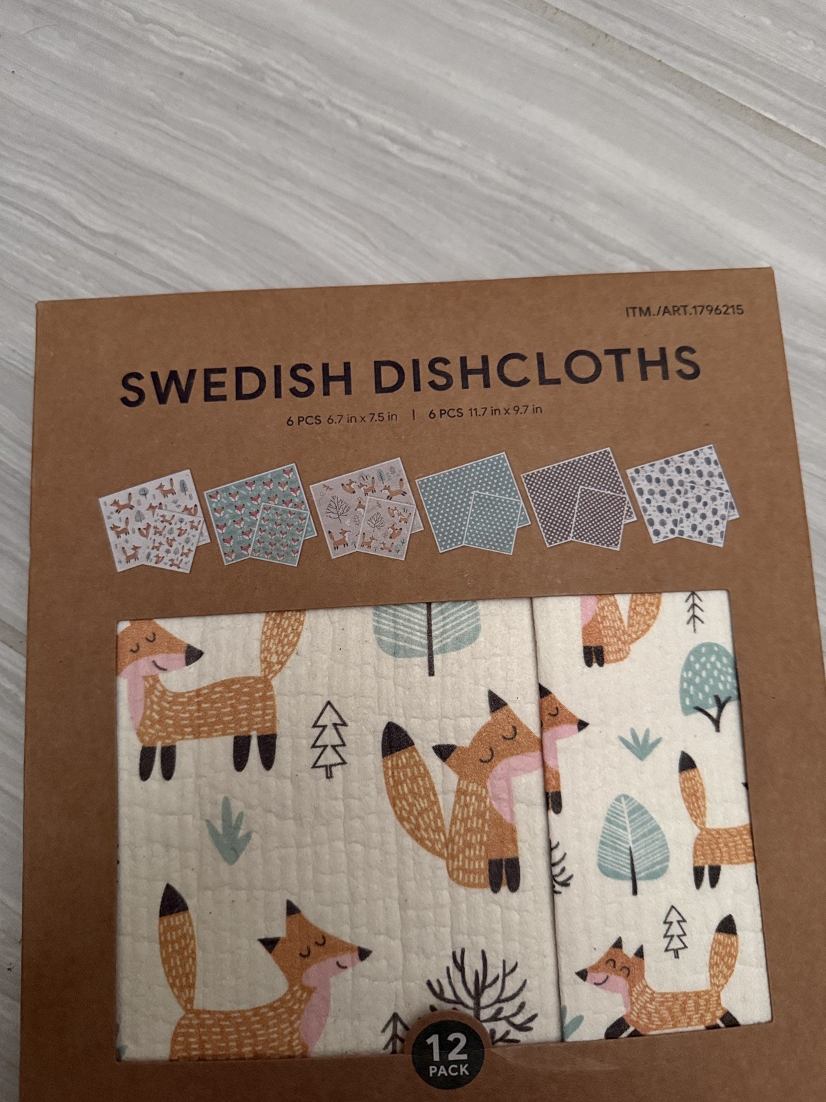 Set of 12 pcs SWEDISH DISHCLOTHS 6pcs 6.7in x 7.5in & 6pcs 11.7in x 9.7in 2 size
