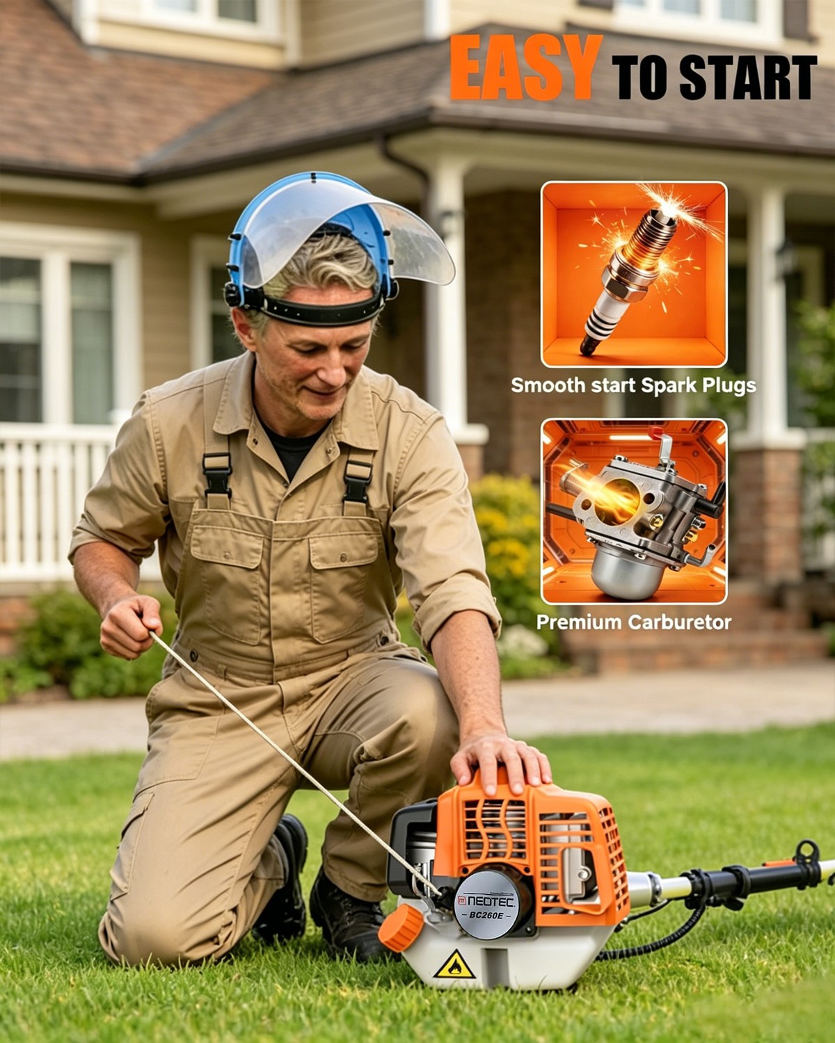 NEOTEC 6-in-1 Multi-Functional Trimming Tools Gas Hedge Trimmer 26CC Weed Eater