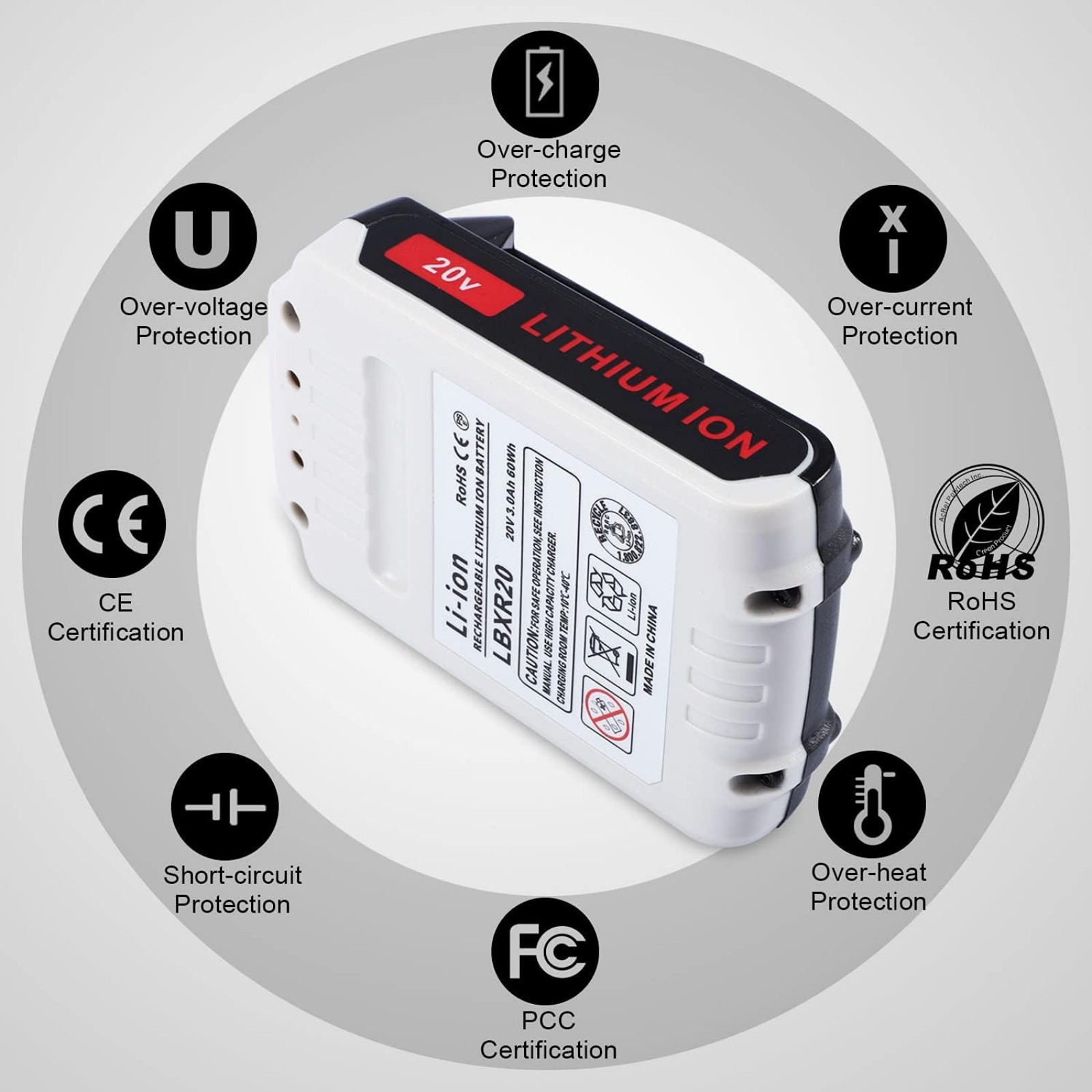 2 Pack 20V MAX 3.0Ah Battery for BLACK+DECKER 20 Volt Lithium Batteries LBXR20