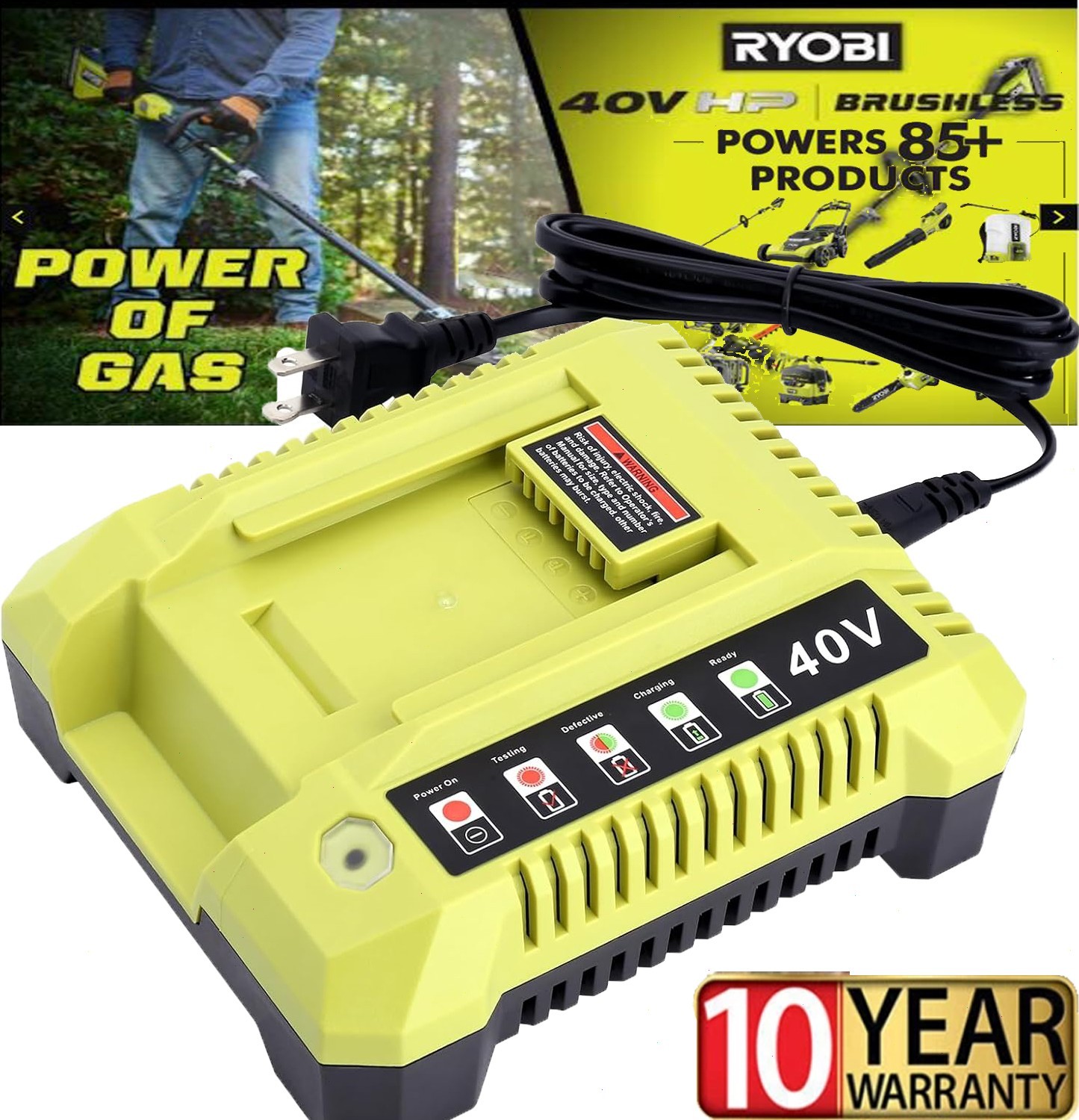 Rapid Charger For Ryobi 40V OP408VNM Lithium Battery OP406VNM OP40602 OP401 LED