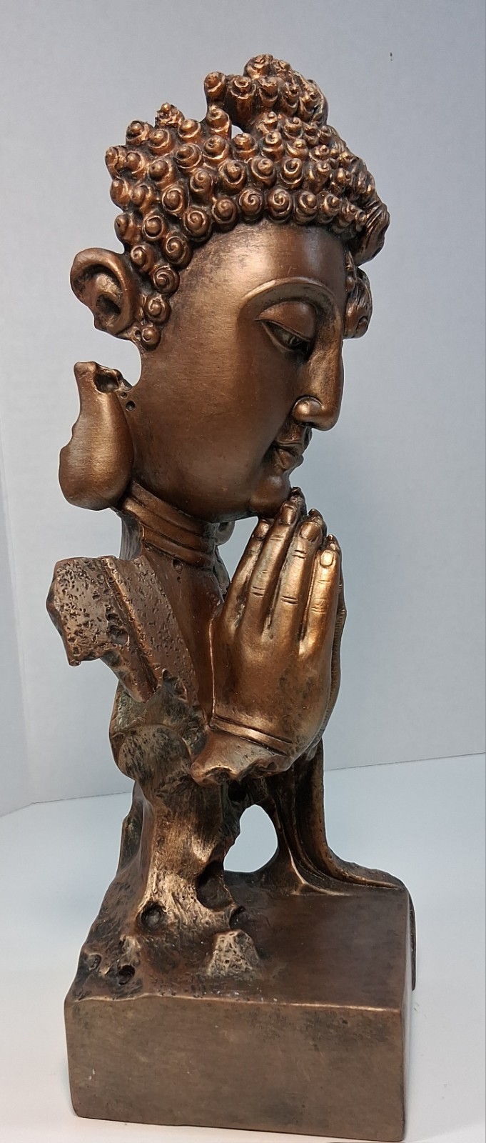 12” Buddah Harmony in Chaos Demon Statue Sandstone Bronze Finish Peace Strength