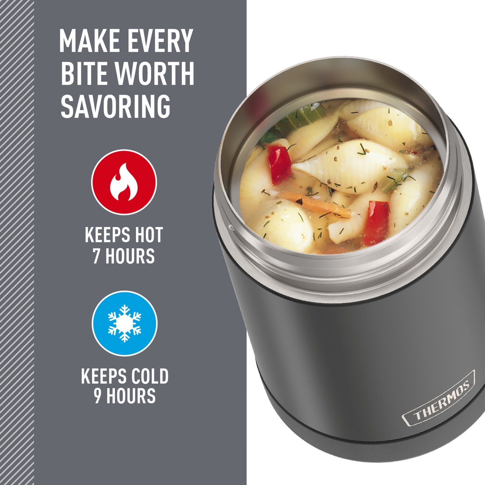 (2 pack) Thermos 16oz Vacuum Insulated Food Jar with Full Size Spoon, Black, Ide