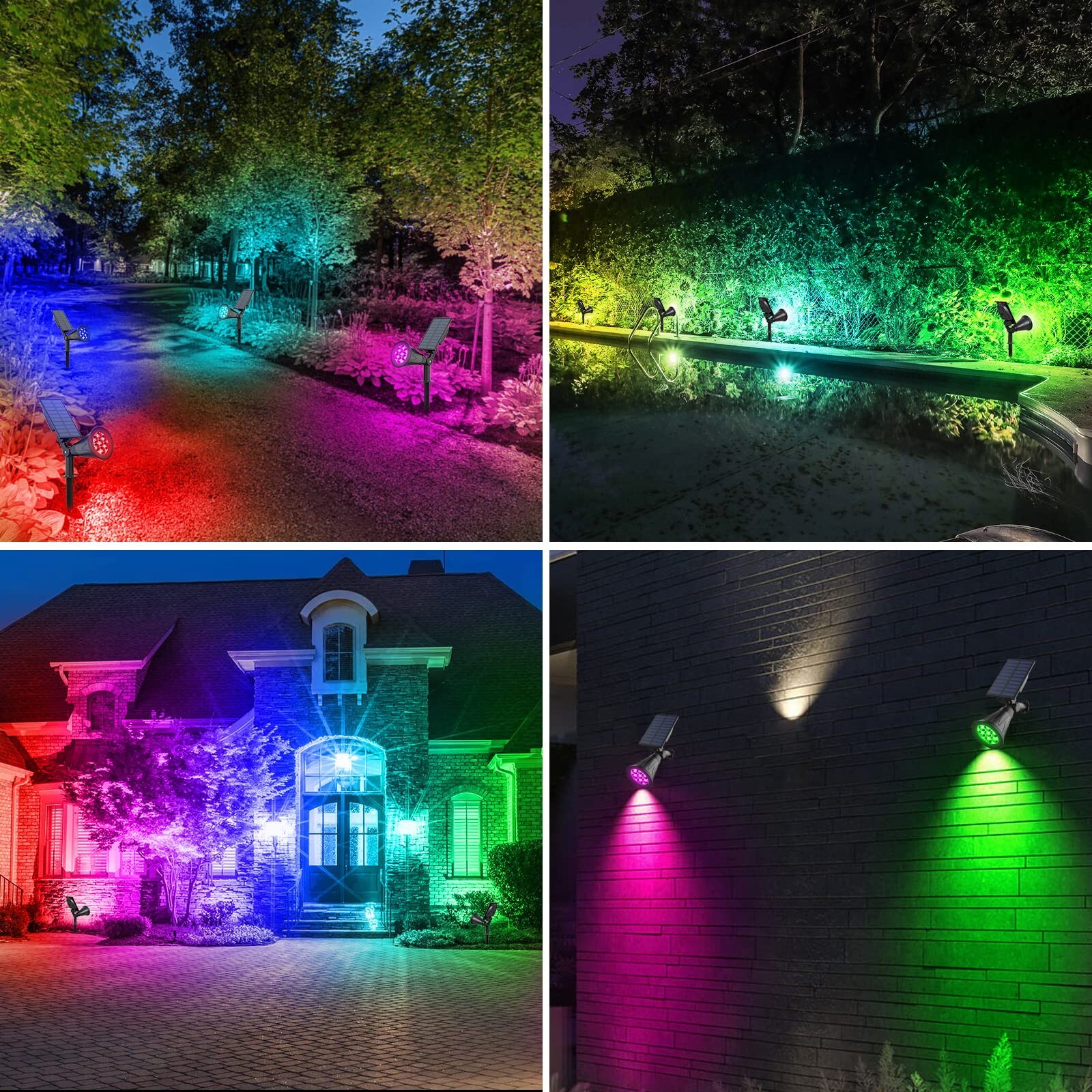 T-SUN Solar Spotlights, Color Changing 7 LED Waterproof Solar Garden Lights, …