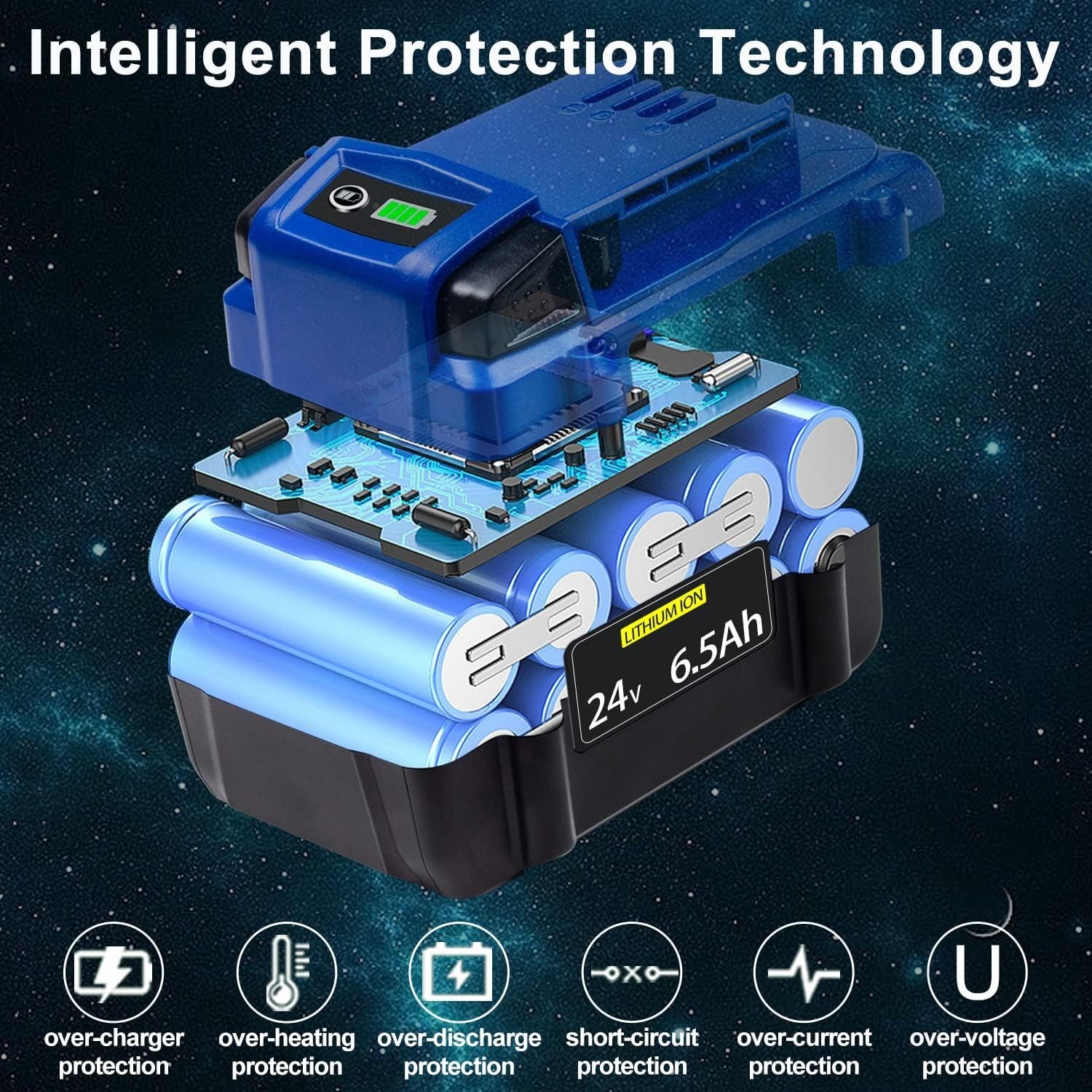 2Pcs 24V For Kobalt 24V Max 6.5Ah Lithium Ion Battery KB624-03 KB524-03 KB424-03