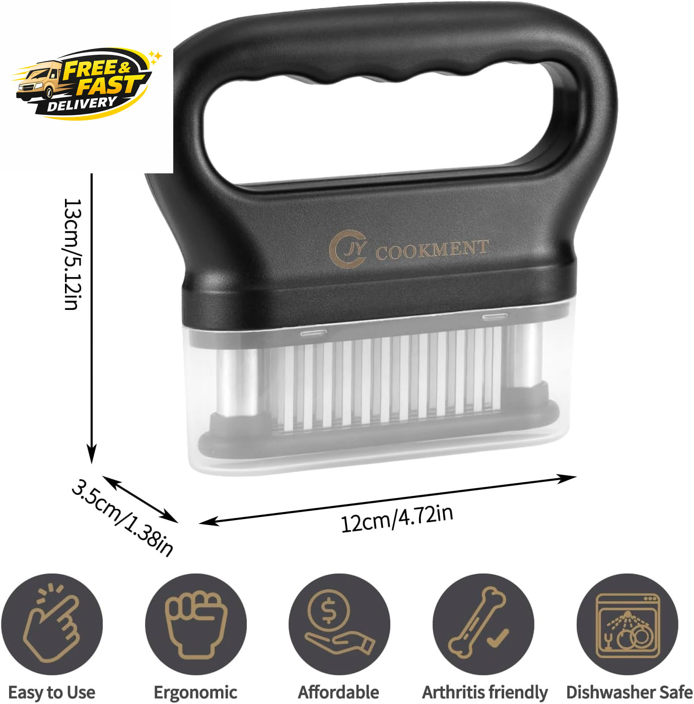 Meat Tenderizer Tool with 48 Stainless Steel Ultra Sharp Needle Blades, Kitchen