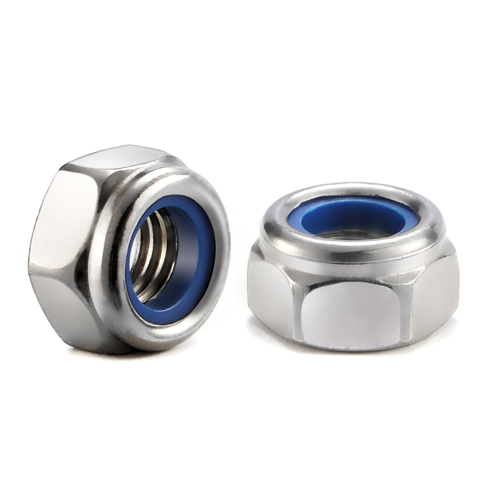 M10 x 1.5mm Nylon Insert Hex Lock Nuts 100Pcs 304 Stainless Steel M10, Silver