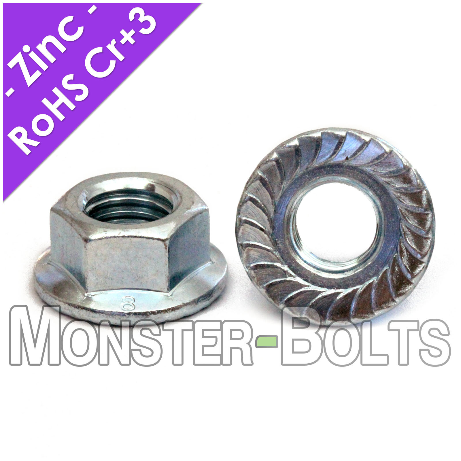 Metric Zinc Hex Serrated Flange Lock Nuts DIN 6923 Class 8 – M4 M5 M6 M8 M10 M12