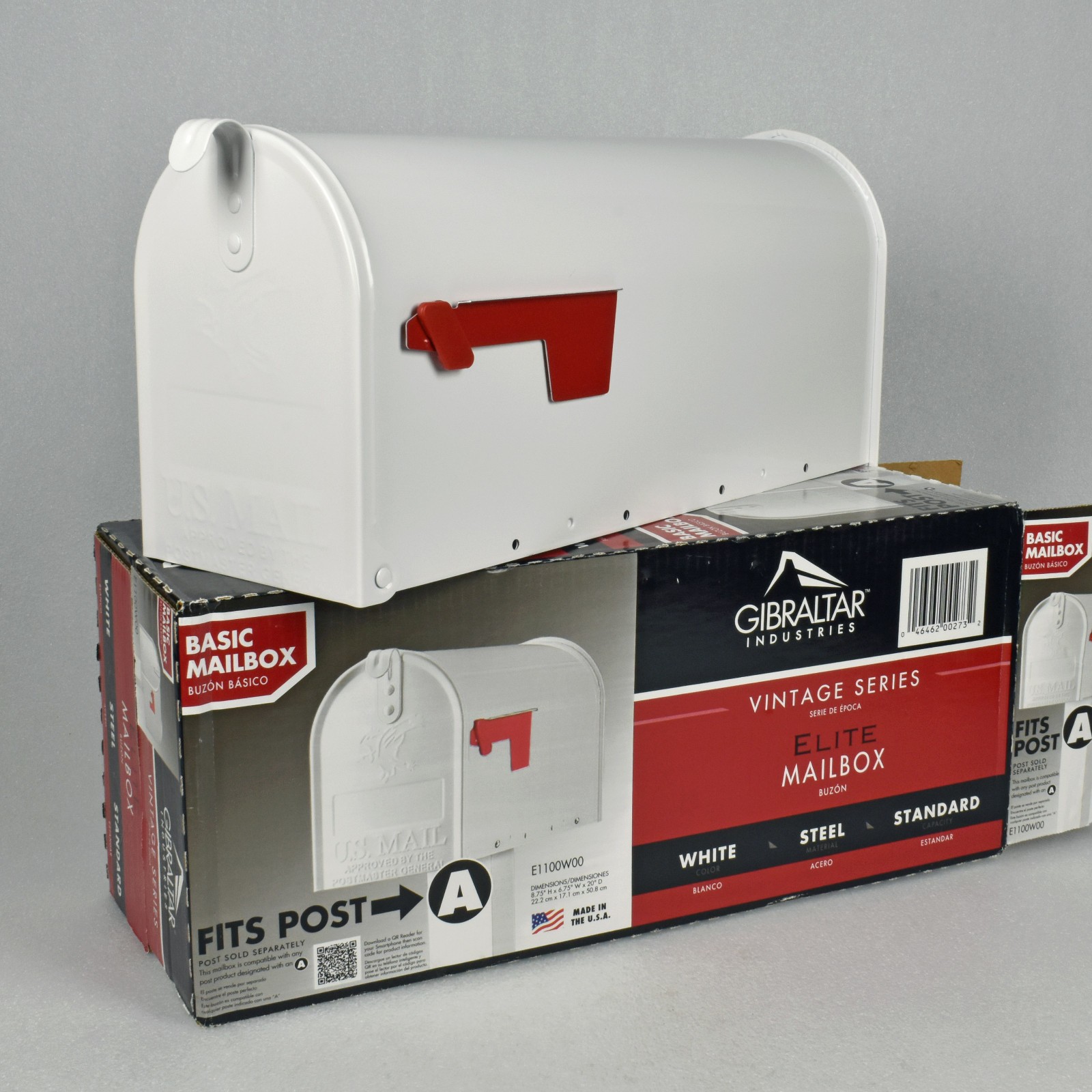 NEW OPEN BOX Gibraltar White Metal Mailbox Model E1100W00 Made in USA