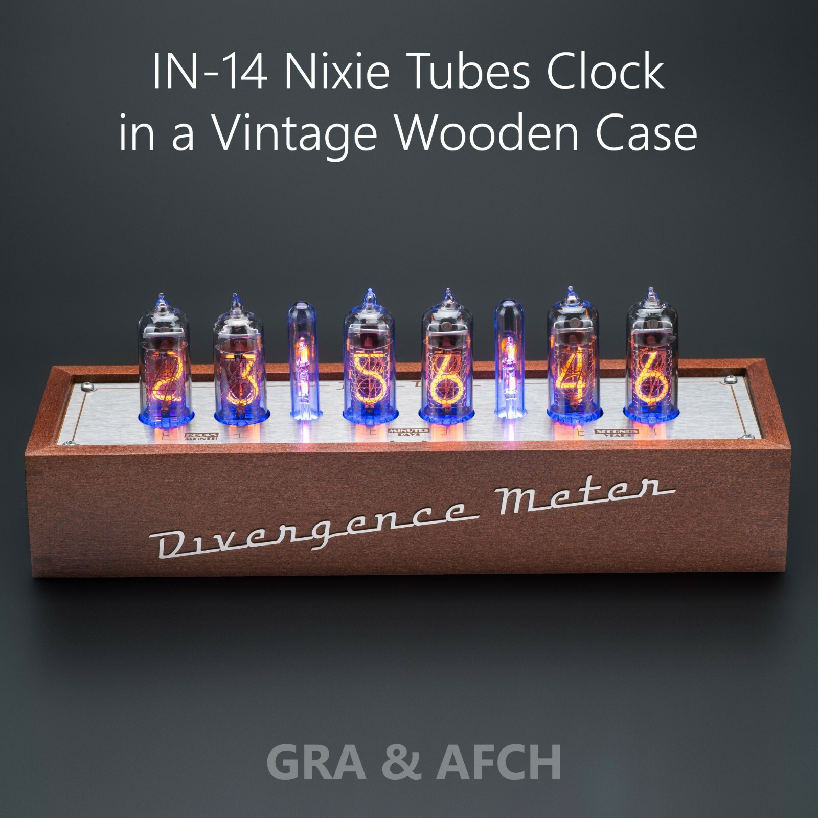 IN-14 Nixie Tube Clock in Wooden Case 12/24H Slot Machine FREE SHIPPING 3-5 Days