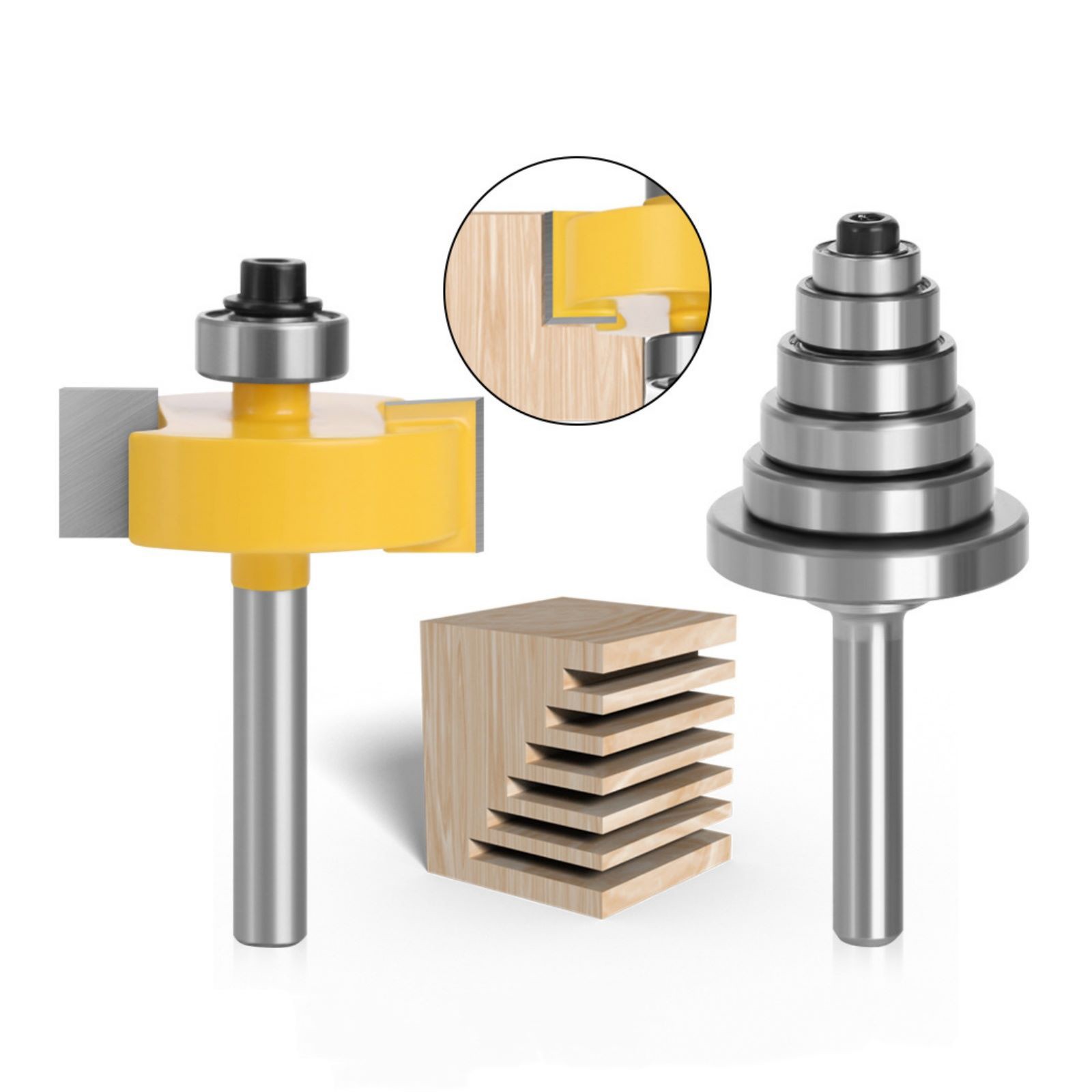 New 1/4 Inch Shank Rabbet Router Bit SetWith 1/2in (12.7mm) Cutting Width