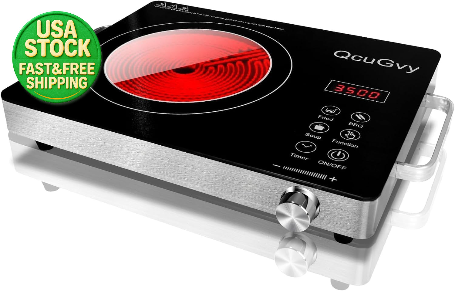 Portable Infrared Electric Burner 3500W Glass Hot Plate Cooktop Touch Control