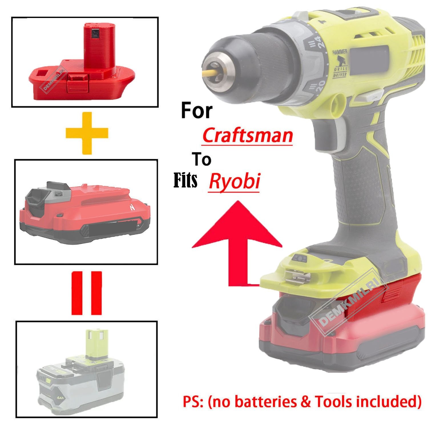 Adapter For Craftsman 20V Li-Ion Battery To Fits For Ryobi 18V 20V Power Tool