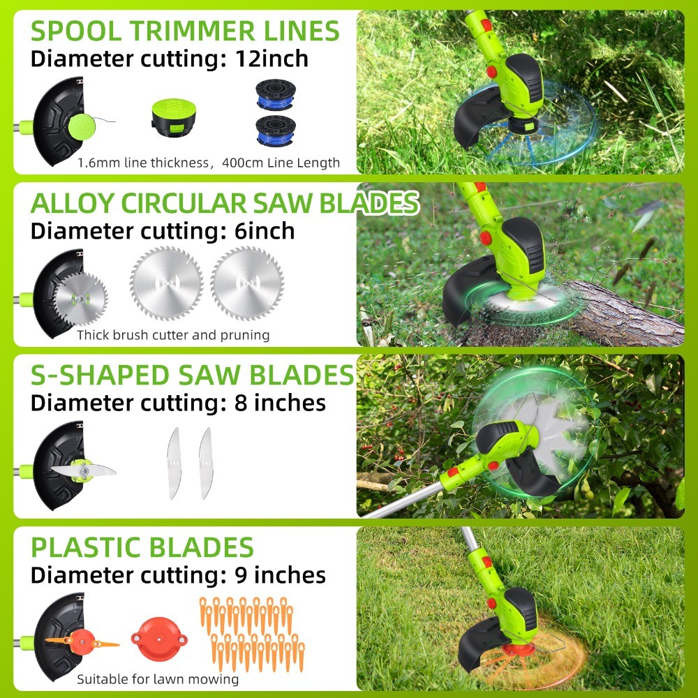 3-in-1 21V Cordless Lawn Mower Trimmer & Edger Yard Weeder for Yard Garden Lawn