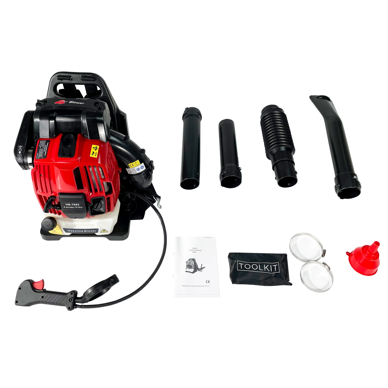 Backpack Gas Leaf Blower,76CC,660CFM,200MPH ,4 Stroke Air Cooling Gas