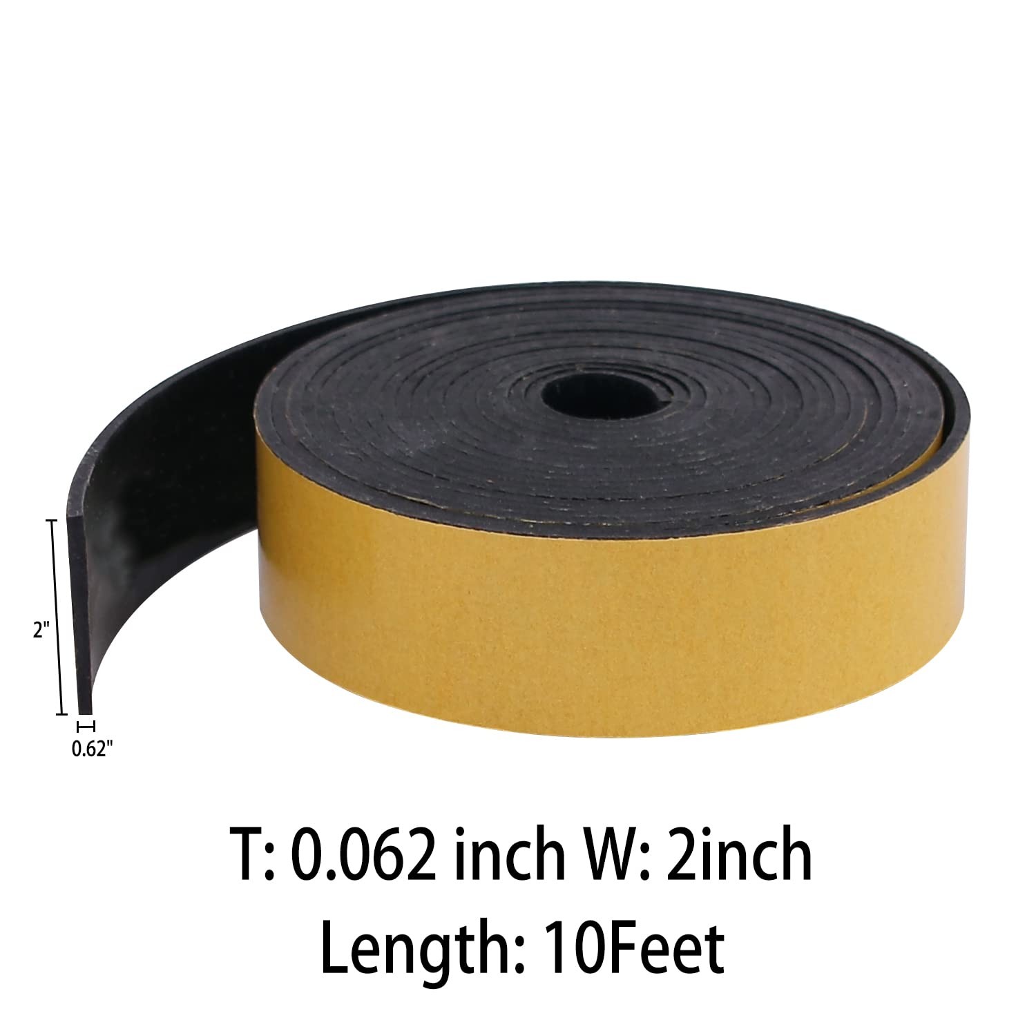 Adhesive Solid Neoprene Rubber Strips 1/16 .062 Inch Thick X 2 Inch Wide X 10