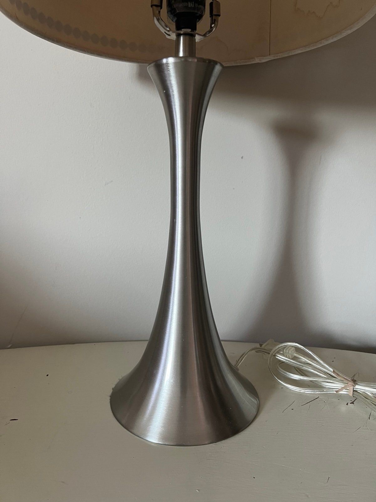 Allen + Roth Silver Slender Base Table Lamp Cream Light Shade w/Silver Studs