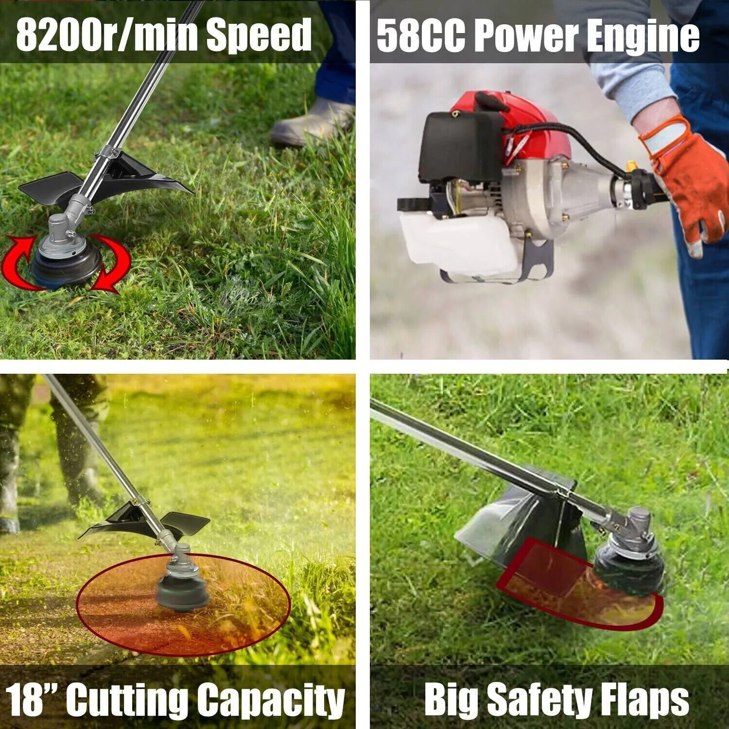 42.7CC/58CC Straight Shaft Gas String Trimmer Gas Powered Weedeater Brush Cutter