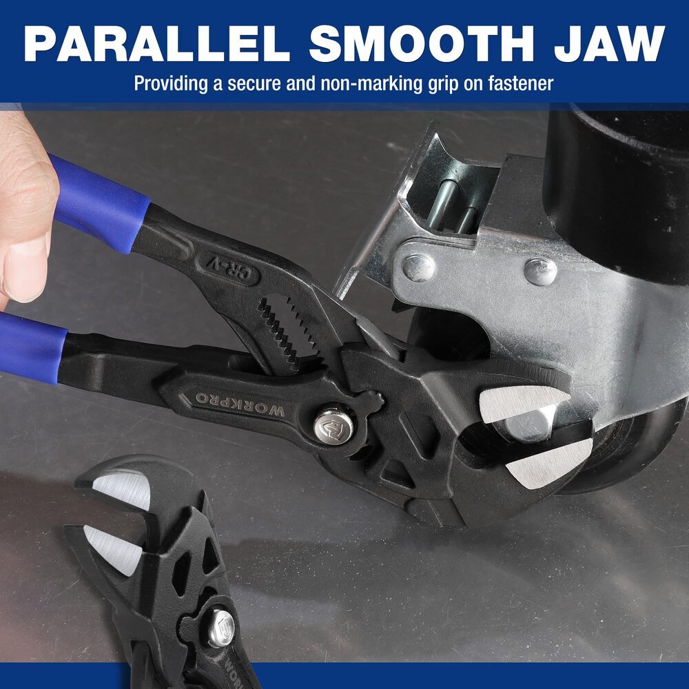 WORKPRO 10″ Plier Wrench Adjustable Parallel Smooth Jaw Pliers CR-V Construction