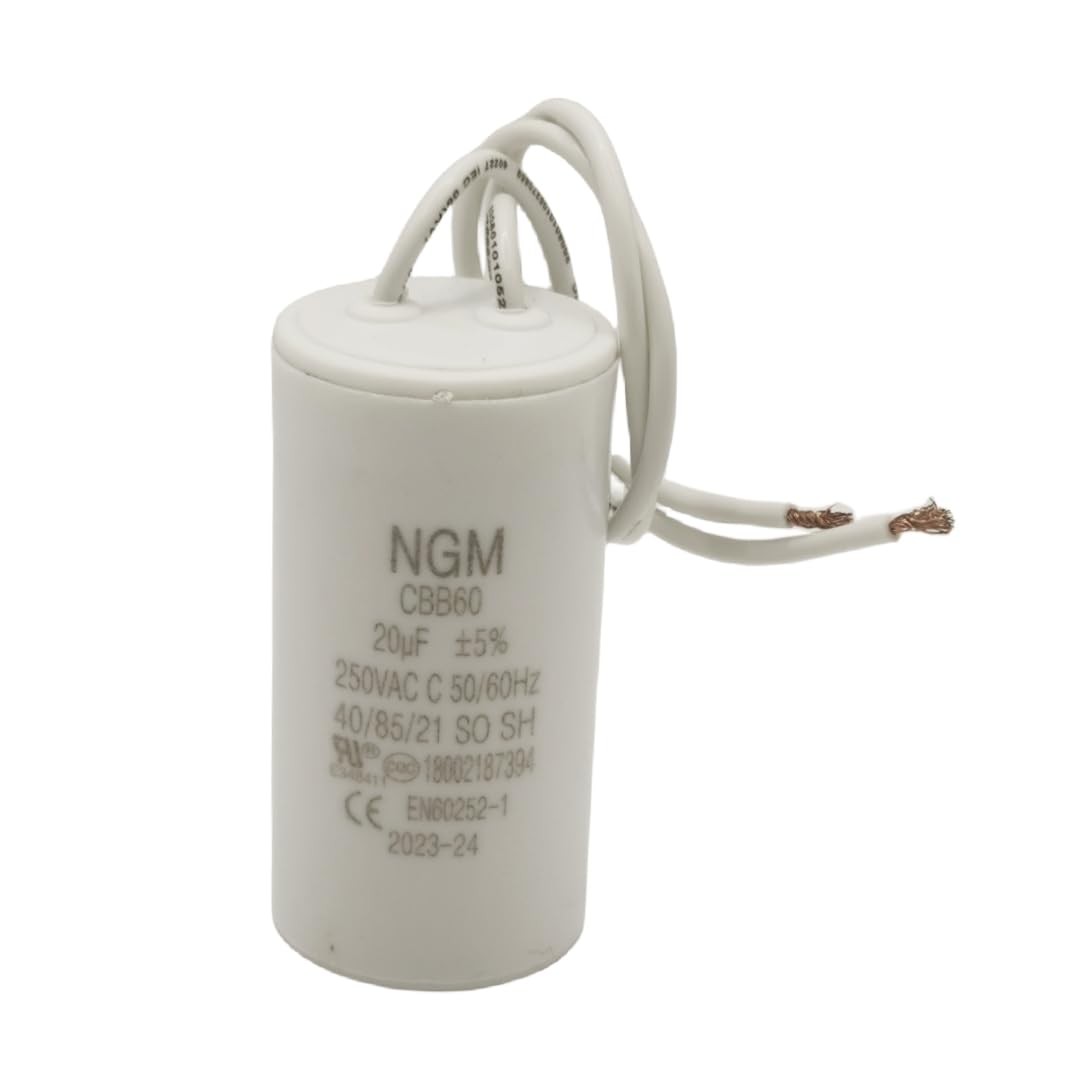 20UF MFD CBB60 Motor Run Capacitor 250VAC Volts Round Cylinder 2 Wires,…