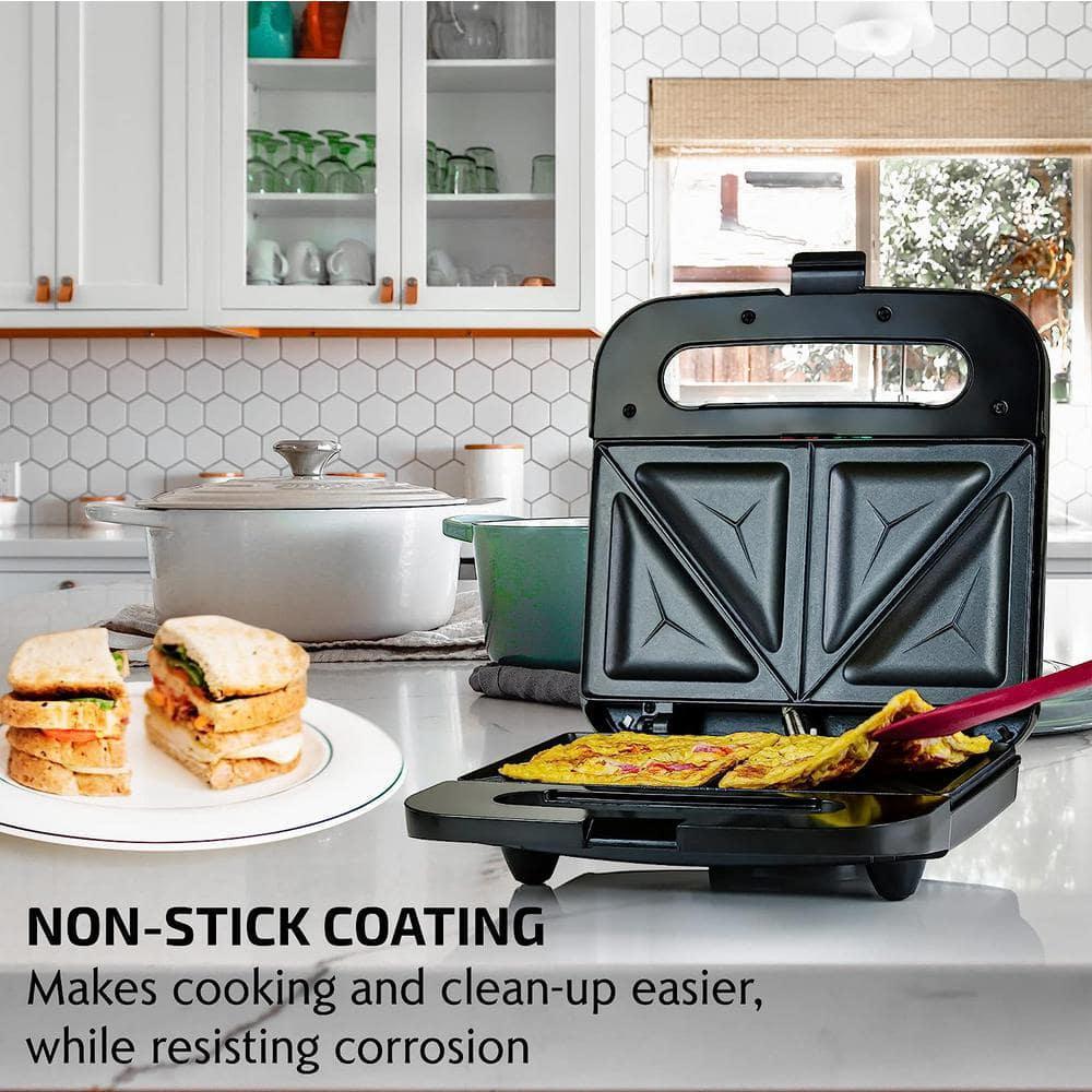 Electric Sandwich Maker, Non-Stick Plates, Indicator Lights, New-Black GPS401B
