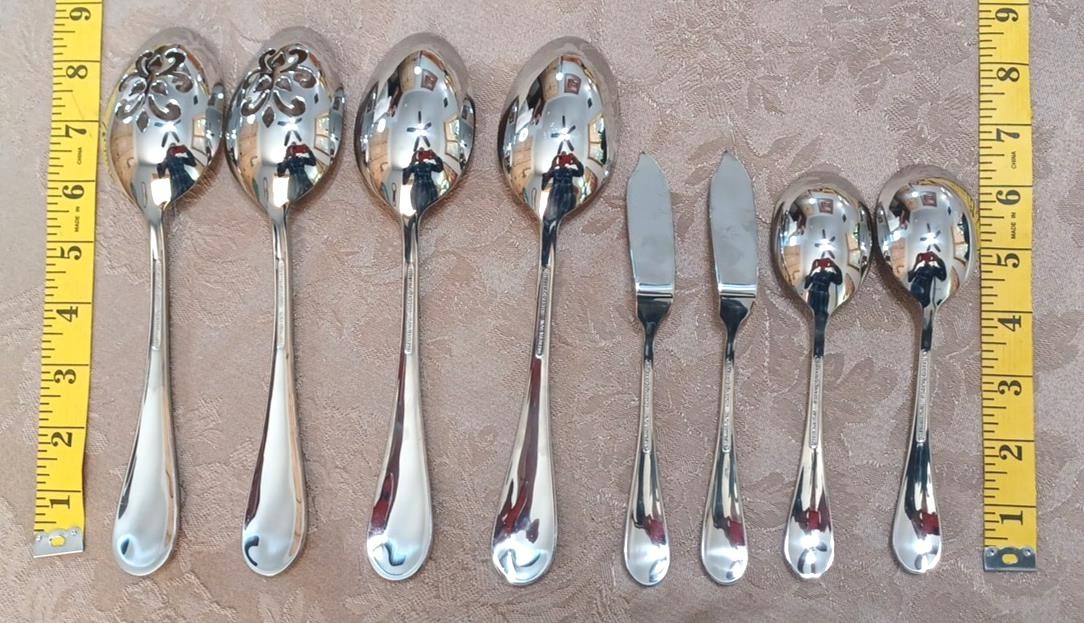 Asian Bird Reed & Barton 8 Serving Utensils 18/10 Stainless Flatware Vietnam