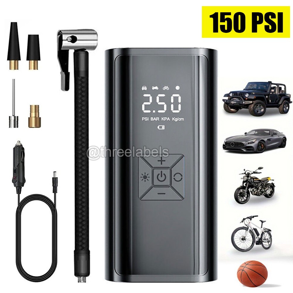 150 PSI Air Compressor Tire Inflator Fits Car Motorcycle Bike Tires Air Pump US