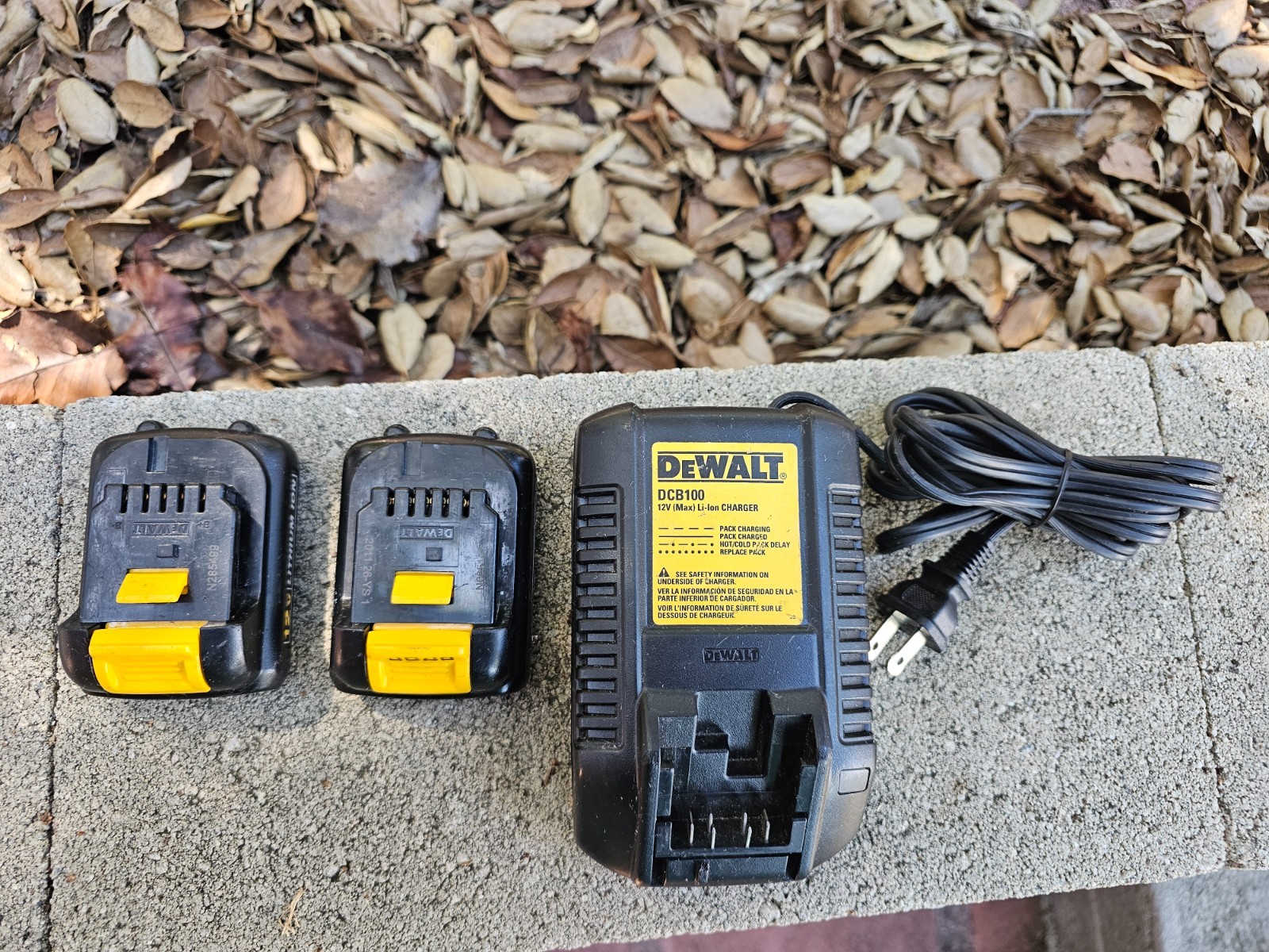 2 Genuine Dewalt DCB120 1.3Ah 12 Volt Batteries With DCB100 Charger – Work Great