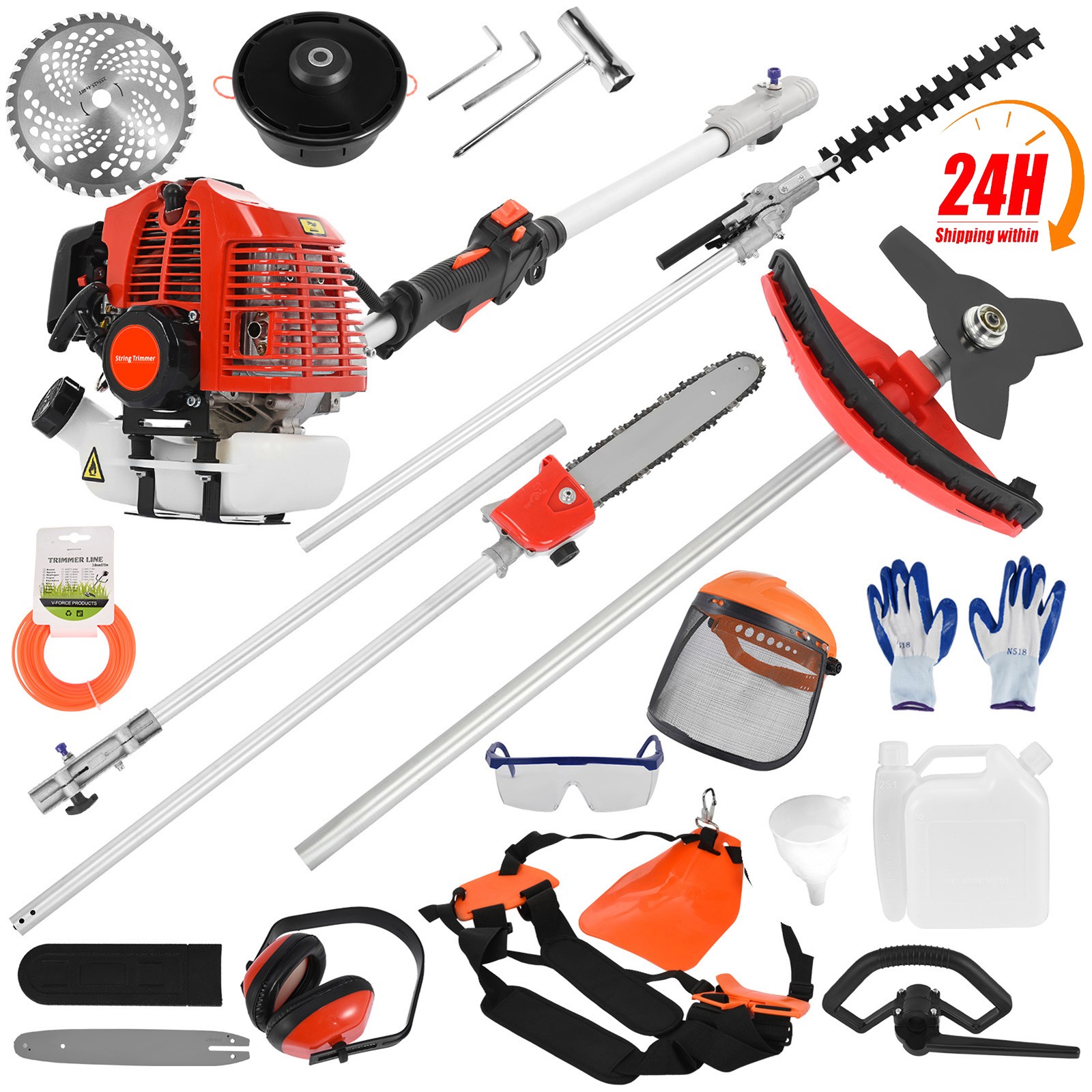 5-in-1 Multi-Functional Trimming Tools Gas Hedge Trimmer 52CC Weed Eater Cutter