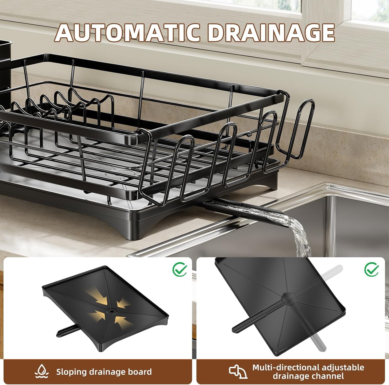 Dish Drying Rack Kitchen Counter Stainless Steel Dish Rack Large Dish Drainer
