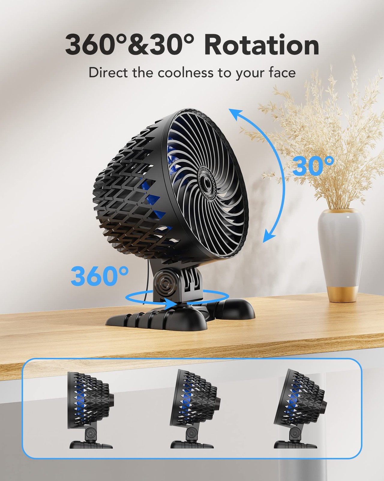 USB Desktop Small Fan, Stepless Speed Adjustment with Multiple Speed Levels, …