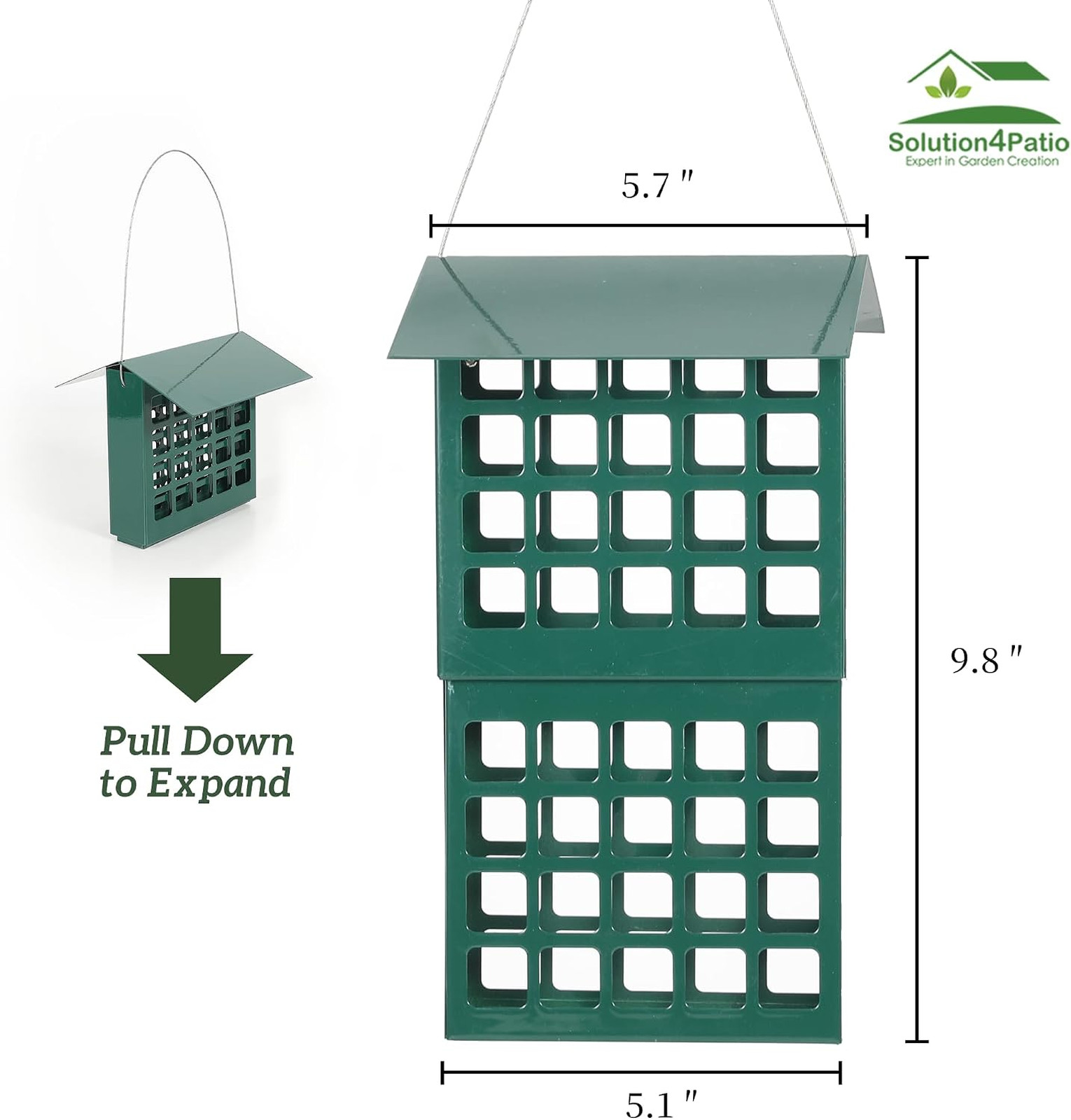 Wild Bird Feeder Suet Metal Hanging Double Capacity All Weather galvanized steel