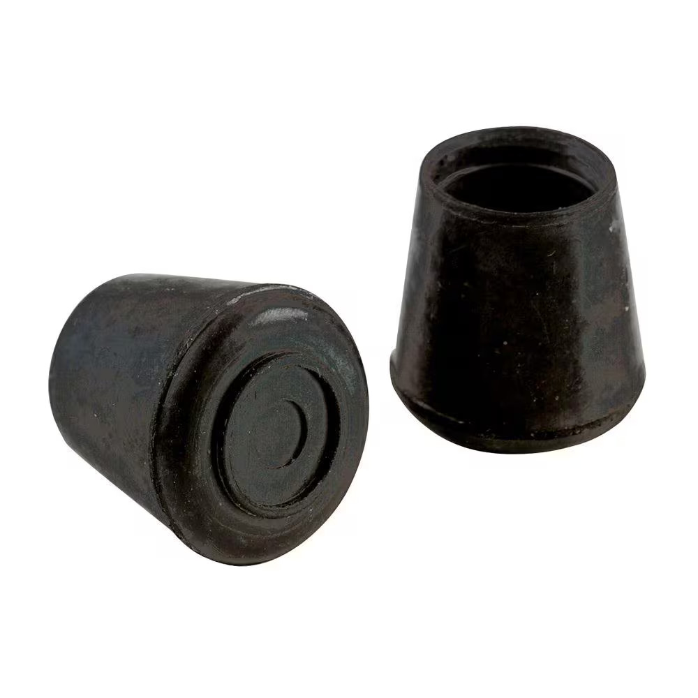1 In. Black Rubber Leg Caps for Table, Chair, and Furniture Leg Floor Protectors