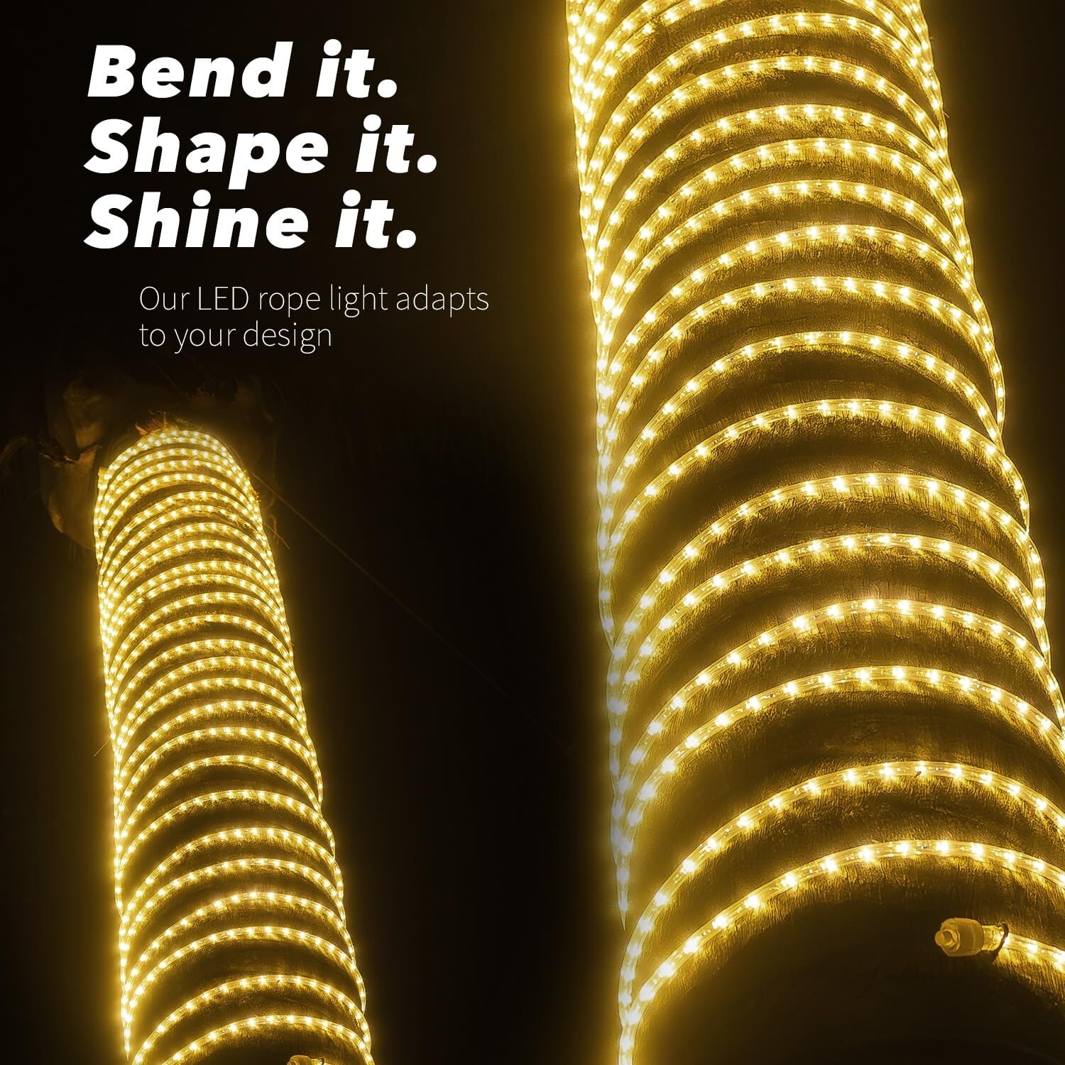 Warm White Thick LED Rope Light Indoor Outdoor 10/20/25/50/100/200/150/300FT ETL