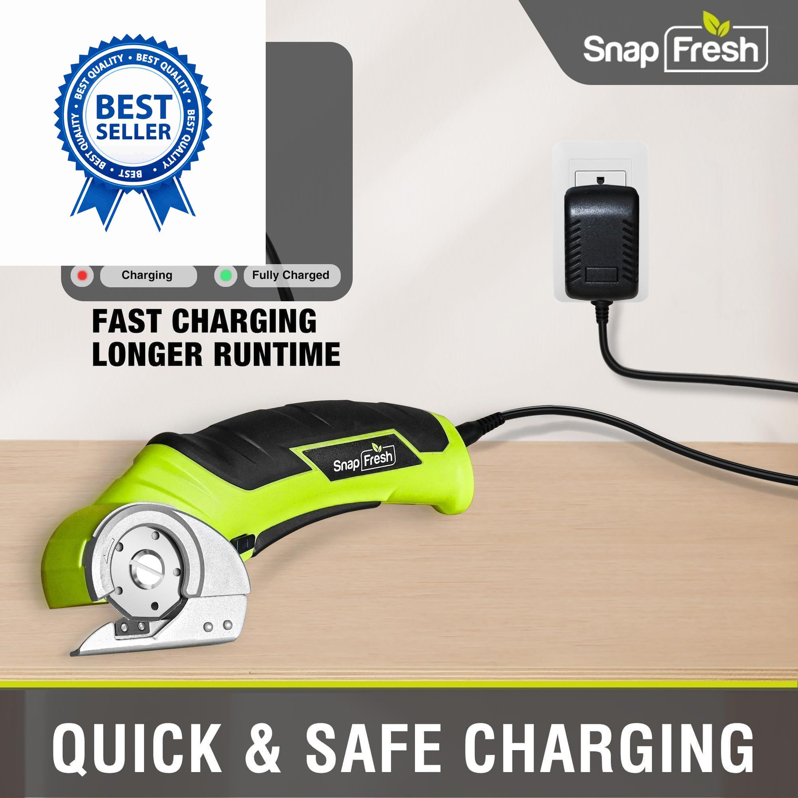 SnapFresh Cordless Electric Scissors, 4V Mini Box Cutter, Green