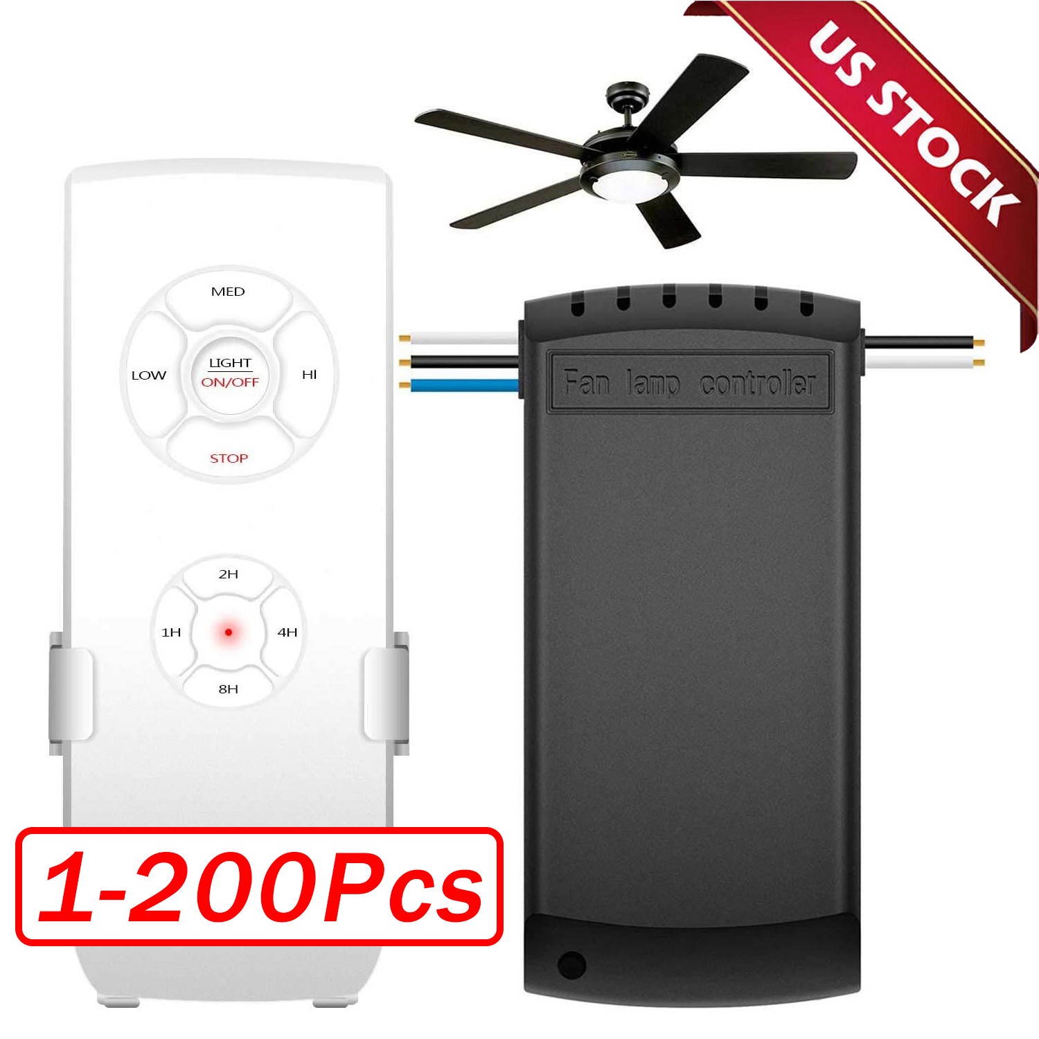 Universal Wireless Remote Control and Receiver Kits for Ceiling Fan Lamp Home