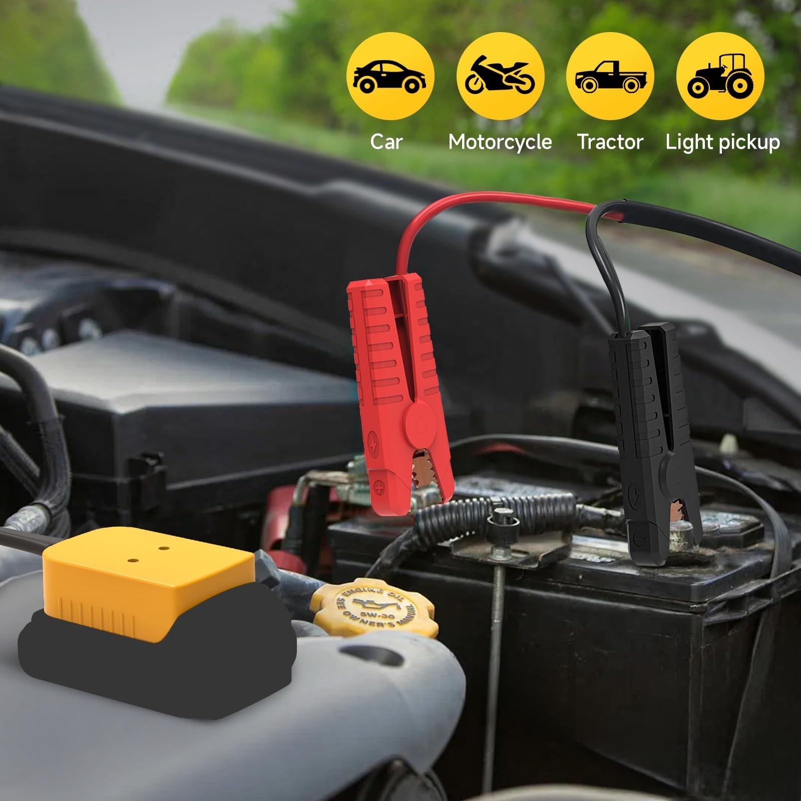Portable 8AWG 5.9FT Jumper Starter Clamps Compatible with Dewalt 20V Battery