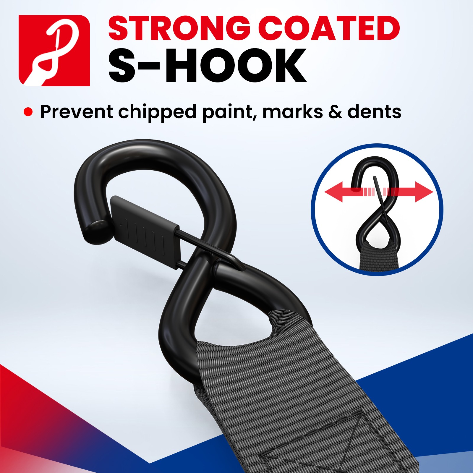 Heavy Duty Ratchet Tie Down Straps W/ Lock, 5200Lbs Breaking Strength 1.6″ x 8ft